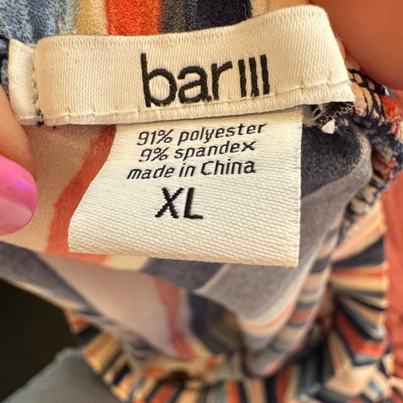 Bar III Off-the-Shoulder Striped Tie Sleeve Blouse - Picture 4 of 4